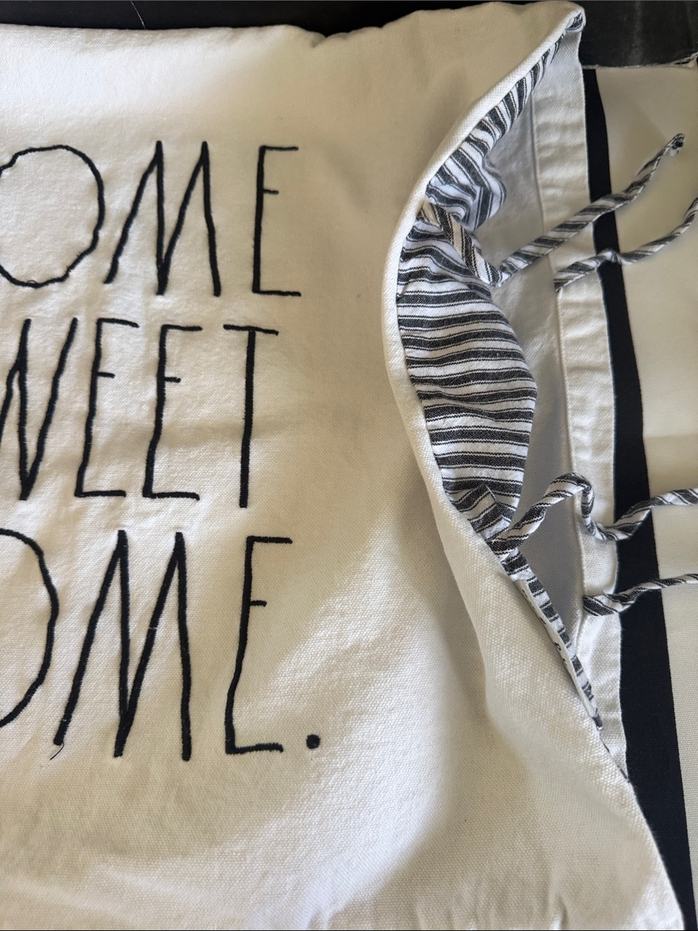 Rae Dunn White Pillow Cover with Black Tag Detail - Picture 7 of 7